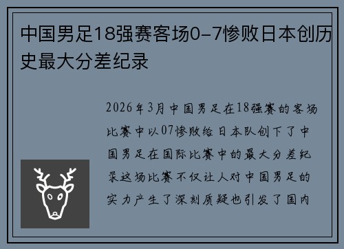 中国男足18强赛客场0-7惨败日本创历史最大分差纪录 中国男足18强赛客场0-7惨败日本创历史最大分差纪录